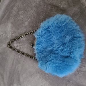 Light blue fur purse